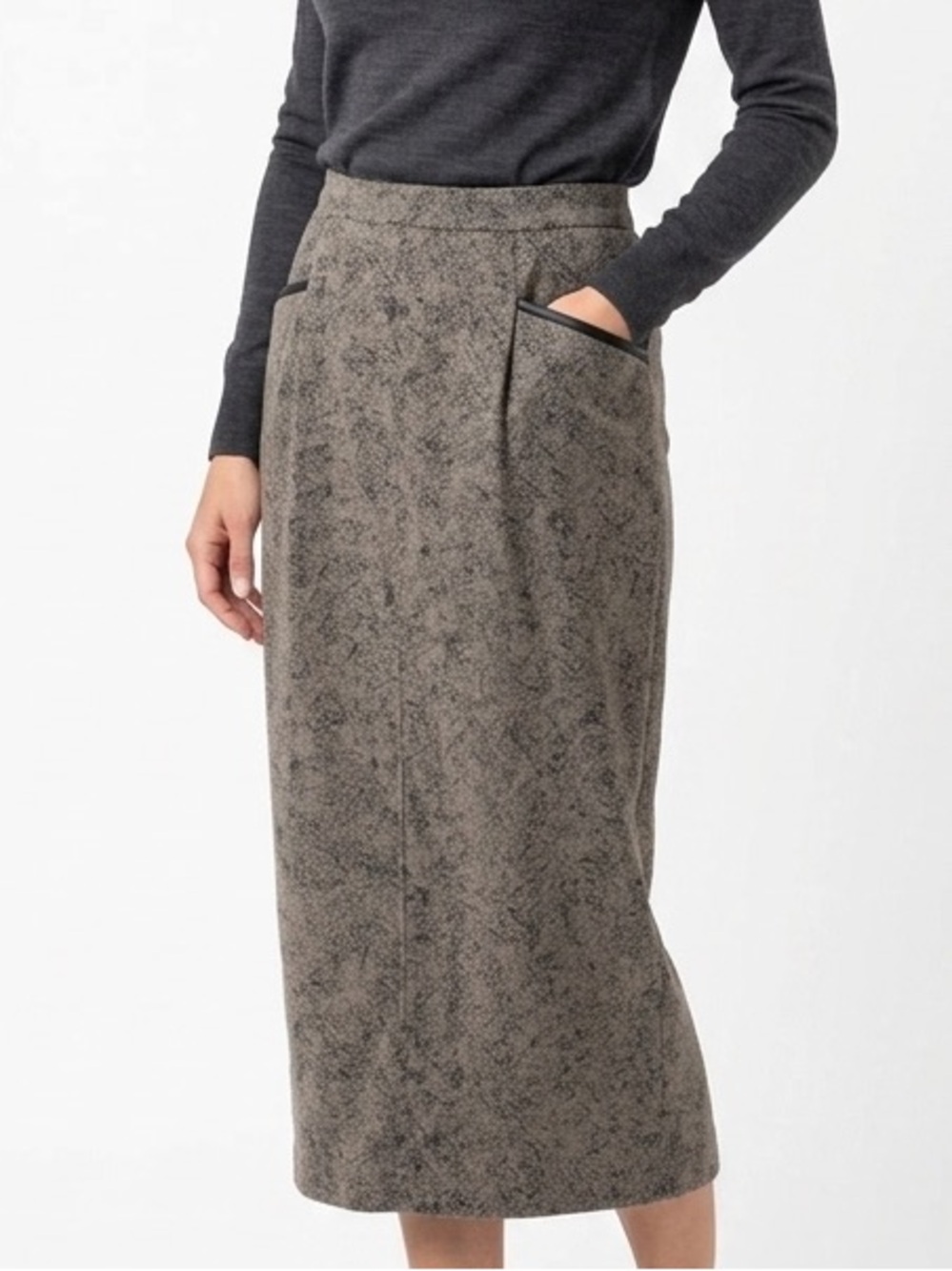 MICHAEL PHILLIPS Vintage Petite Nutmeg Brown Velvet Midi Pencil Skirt Size 14 P